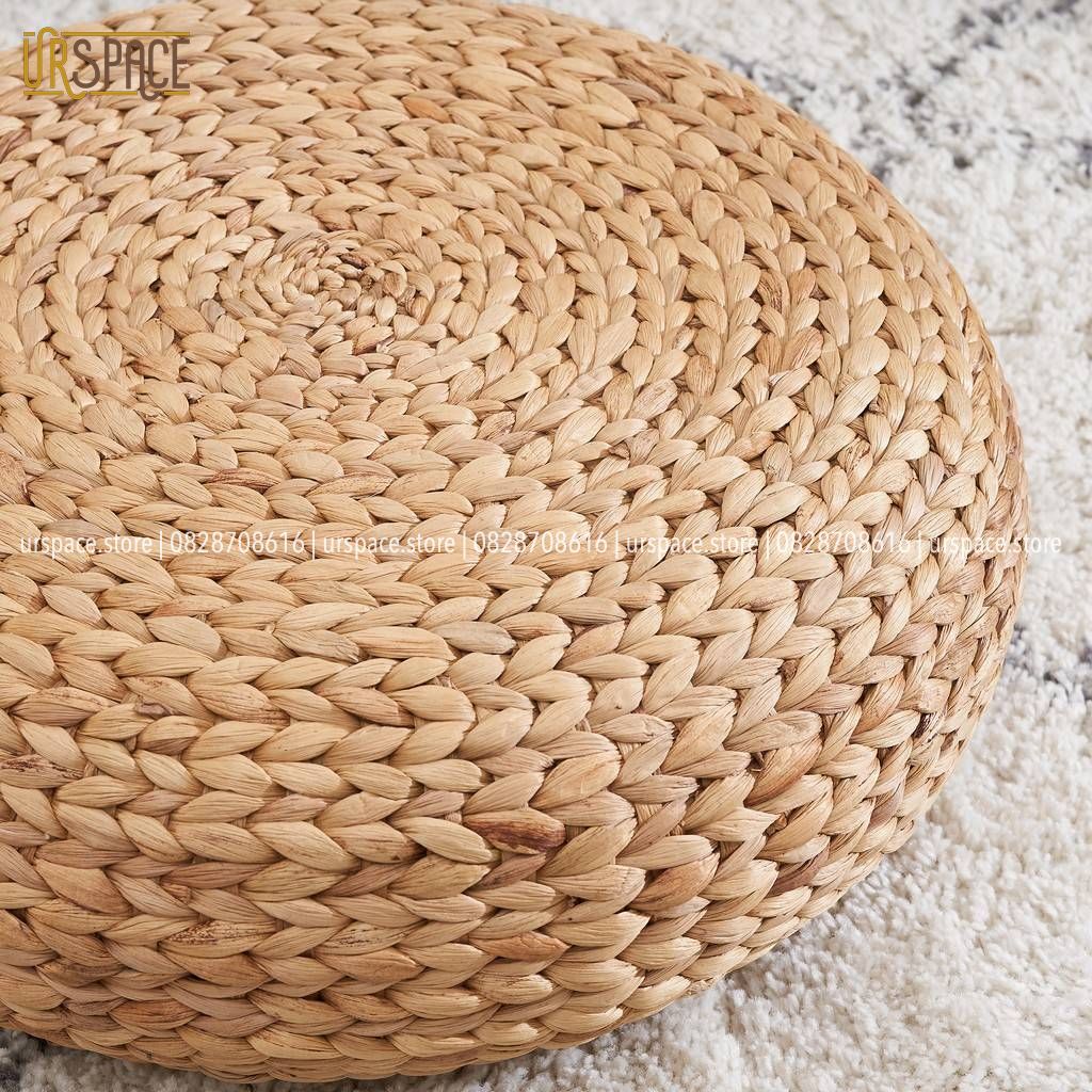 Ghế Đôn lục bình đa năng UrSpace D40xH16/ Hyacinth Stool Natural Color For Your Living Room D40xH16