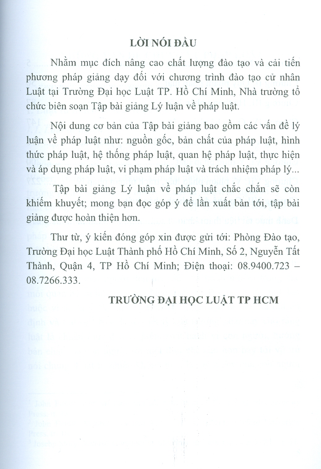 Tập Bài Giảng LÝ LUẬN VỀ PHÁP LUẬT (Tái bản lần 2, có sửa đổi và bổ sung)