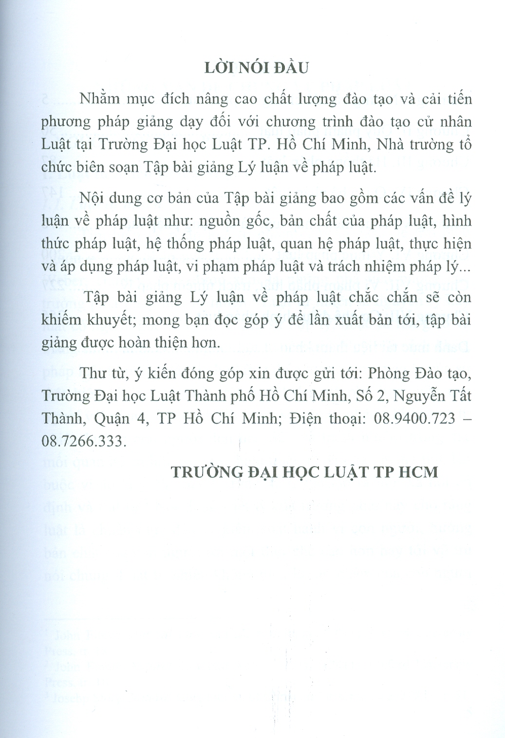 Tập Bài Giảng LÝ LUẬN VỀ PHÁP LUẬT (Tái bản lần 2, có sửa đổi và bổ sung)