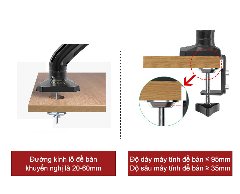 GIÁ TREO MÀN HÌNH MÁY TÍNH KALOC DS90( 17 ''-32'') ARM MONITOR