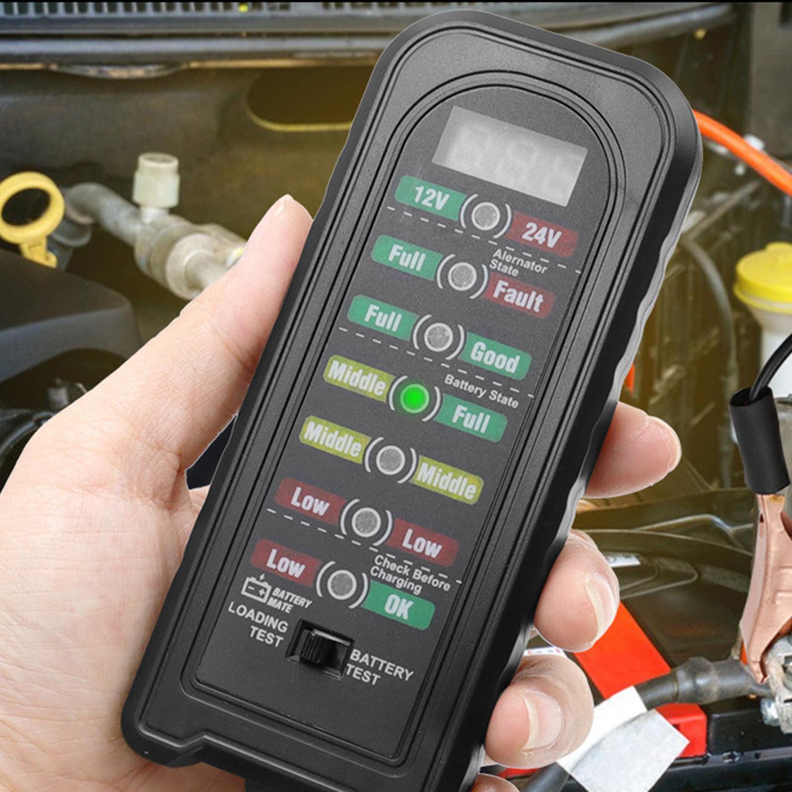Car Battery Tester Auto Tester Tool Automotive Load Tester Indicator 12V 24V Car Battery Analyzer Premium Durable High Performance