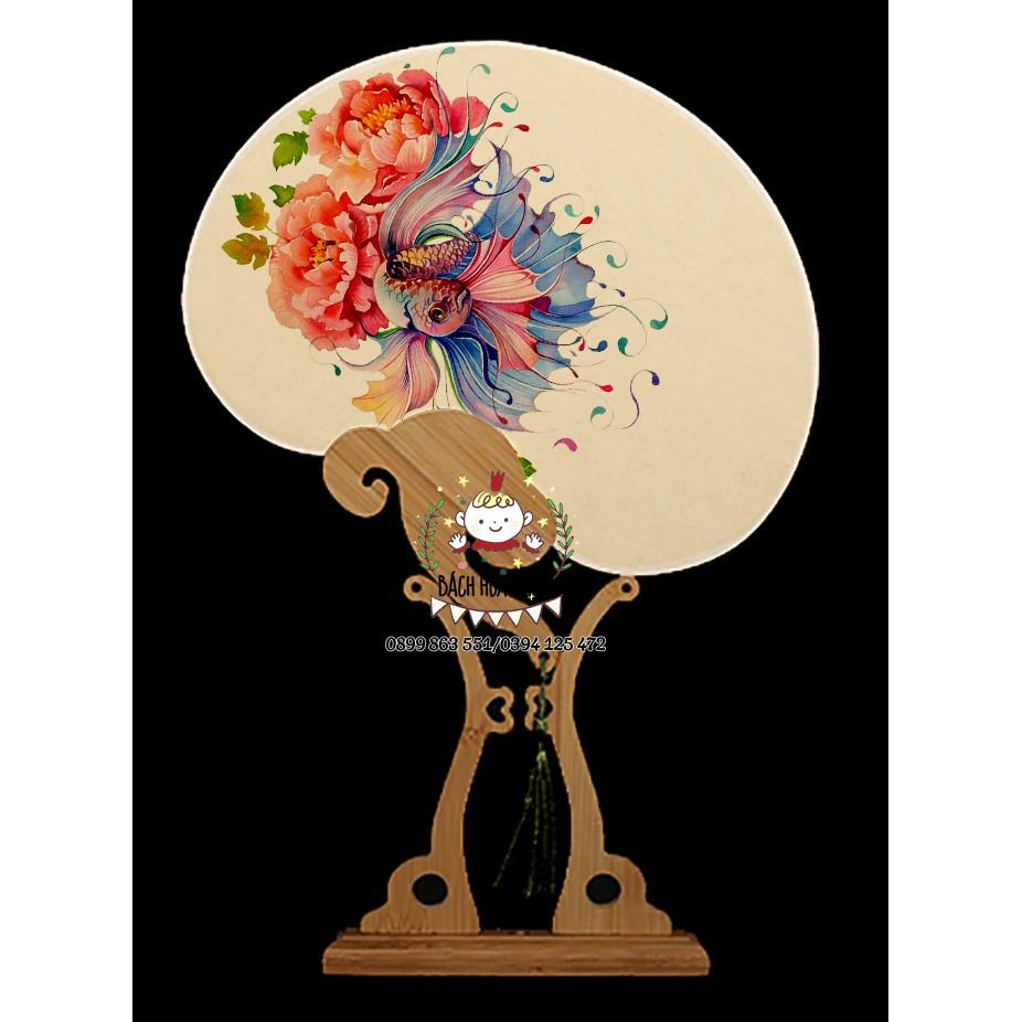 Quạt Giấy Lụa Trơn - Bộ Kit DIY Họa tiết tự vẽ Cổ trang Hiện đại Thư Pháp Quạt Cán gỗ - Tua rua Nana Shop