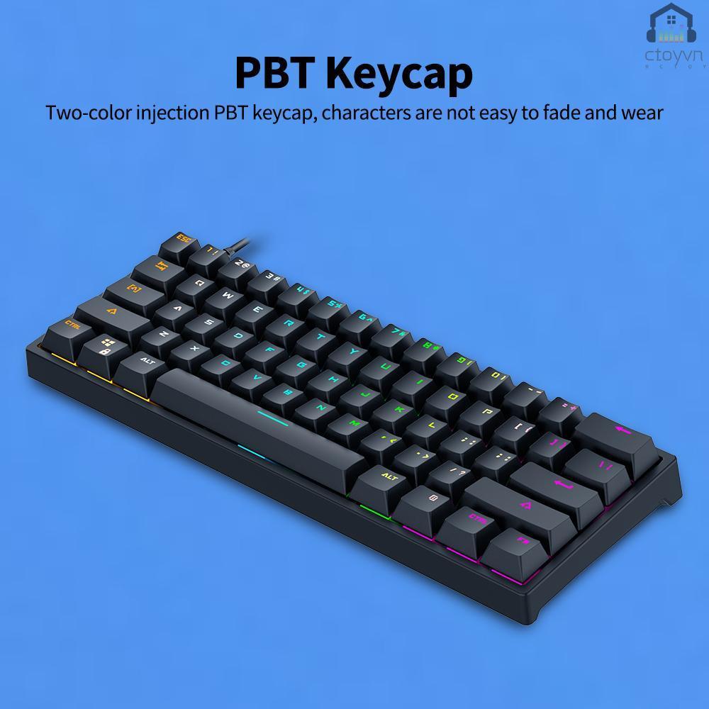 BAJEAL G101 61 Keys Wired Mechanical Keyboard RGB Backlight Keyboard PBT Two-color Injection Keycap Mechanical Blue Switch Black