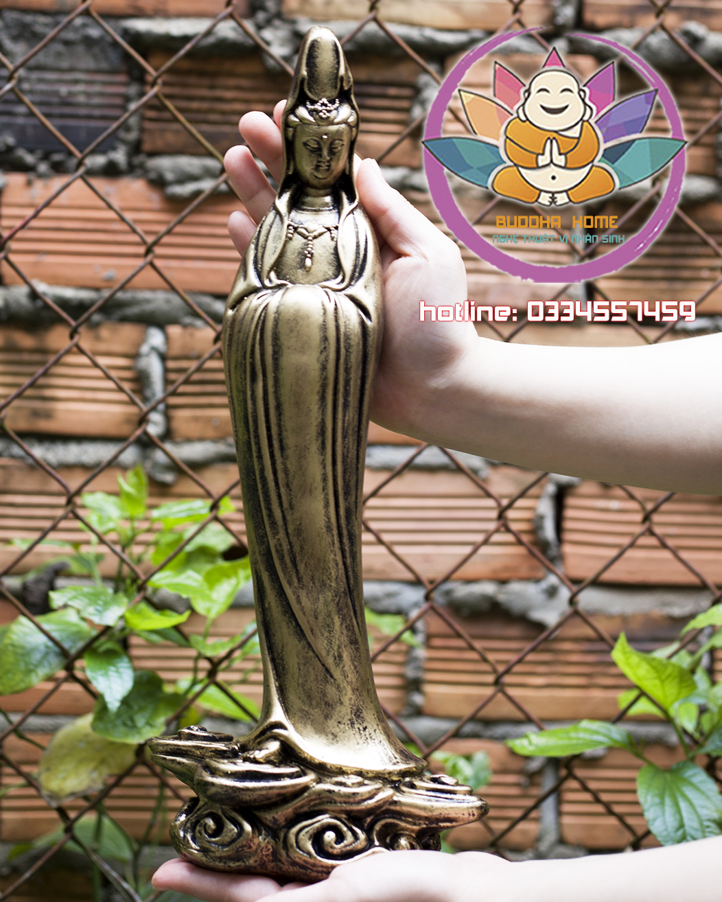 Tượng Mẹ Quan Âm cao 39.5 cm màu đồng cổ trang trí nội thất nhà cửa- phong thủy- thờ cúng
