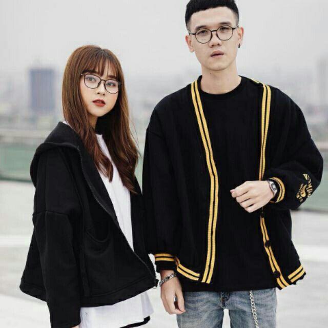 Áo khoác cardigan viền sọc, kèm hình thật