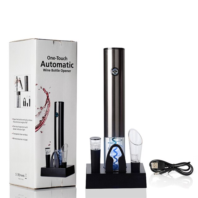Dụng cụ mở rượu vang 4in1 pin sạc, cảm ứng v3