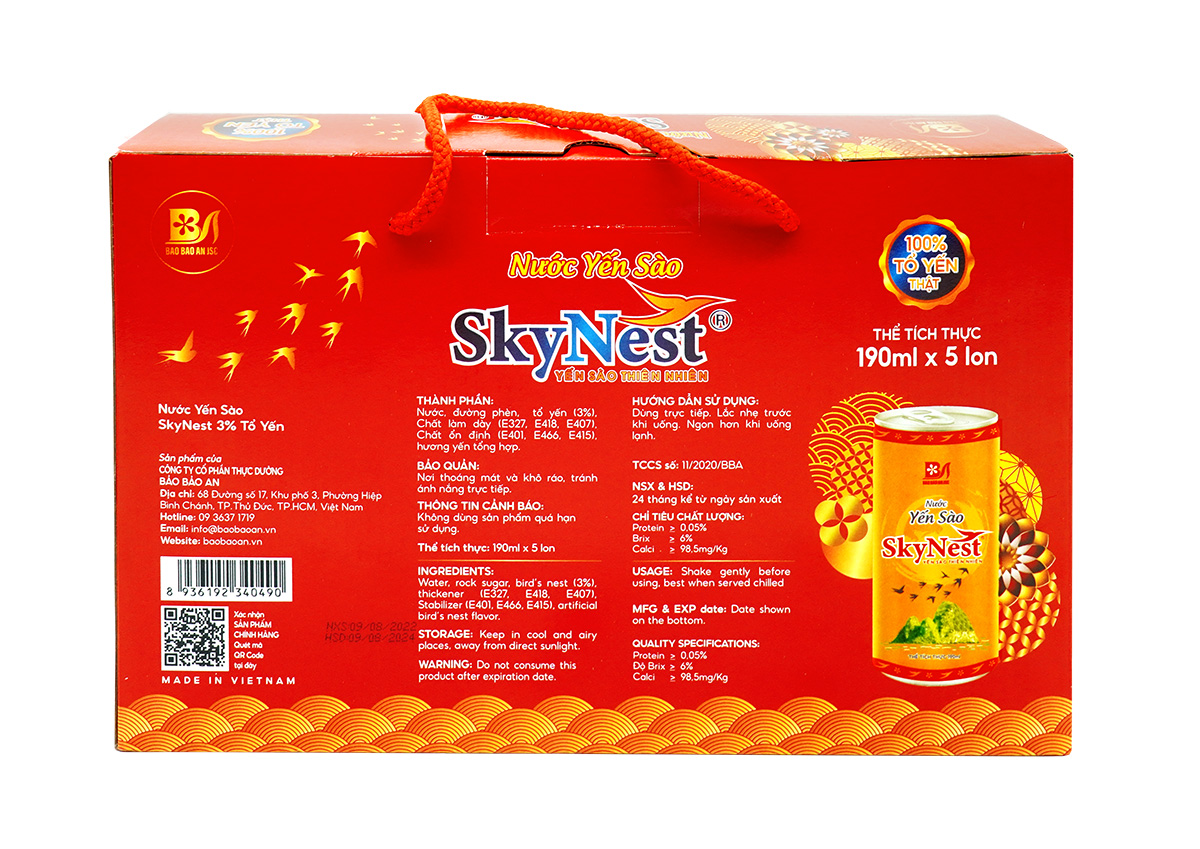 Nước Yến Sào SkyNest 3% Tổ Yến thật, Giải khát nhanh gọn, Tốt cho sức khỏe