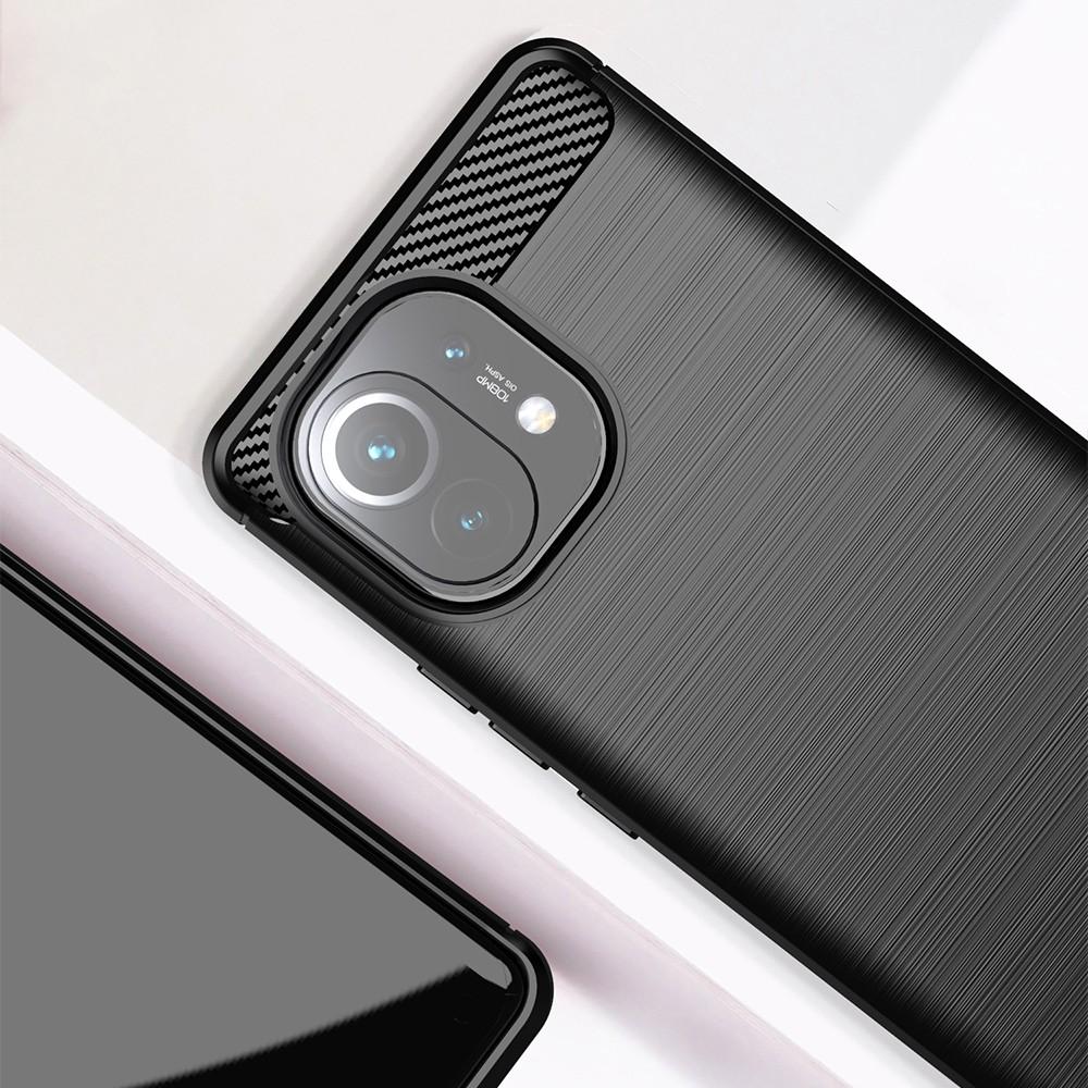 Ốp lưng cho Xiaomi Mi 11 dẻo Cacbon phay xước chống sốc chống vân tay