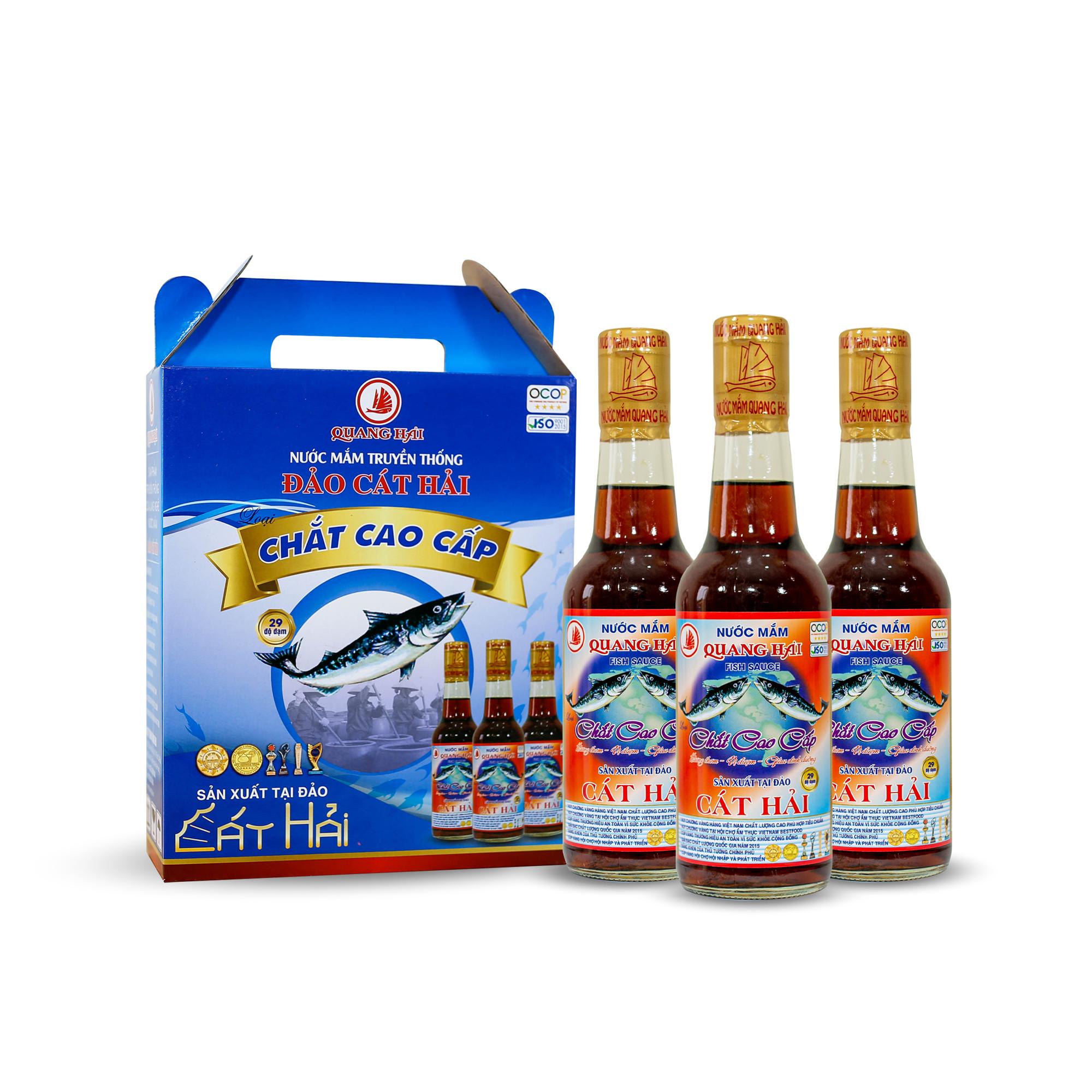 Nước Mắm Truyền Thống Cát Hải - Quang Hải, loại Chắt Cao Cấp 29ºN, chai 300ml