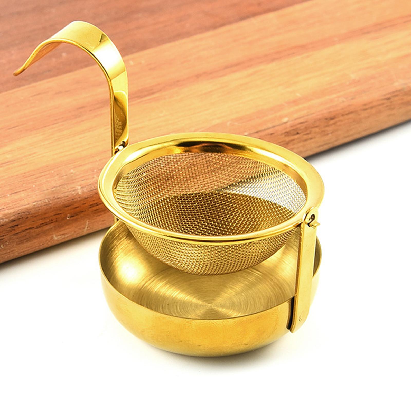 Rotating Tea Strainer  with Handle Teaware Tea Accessories golden