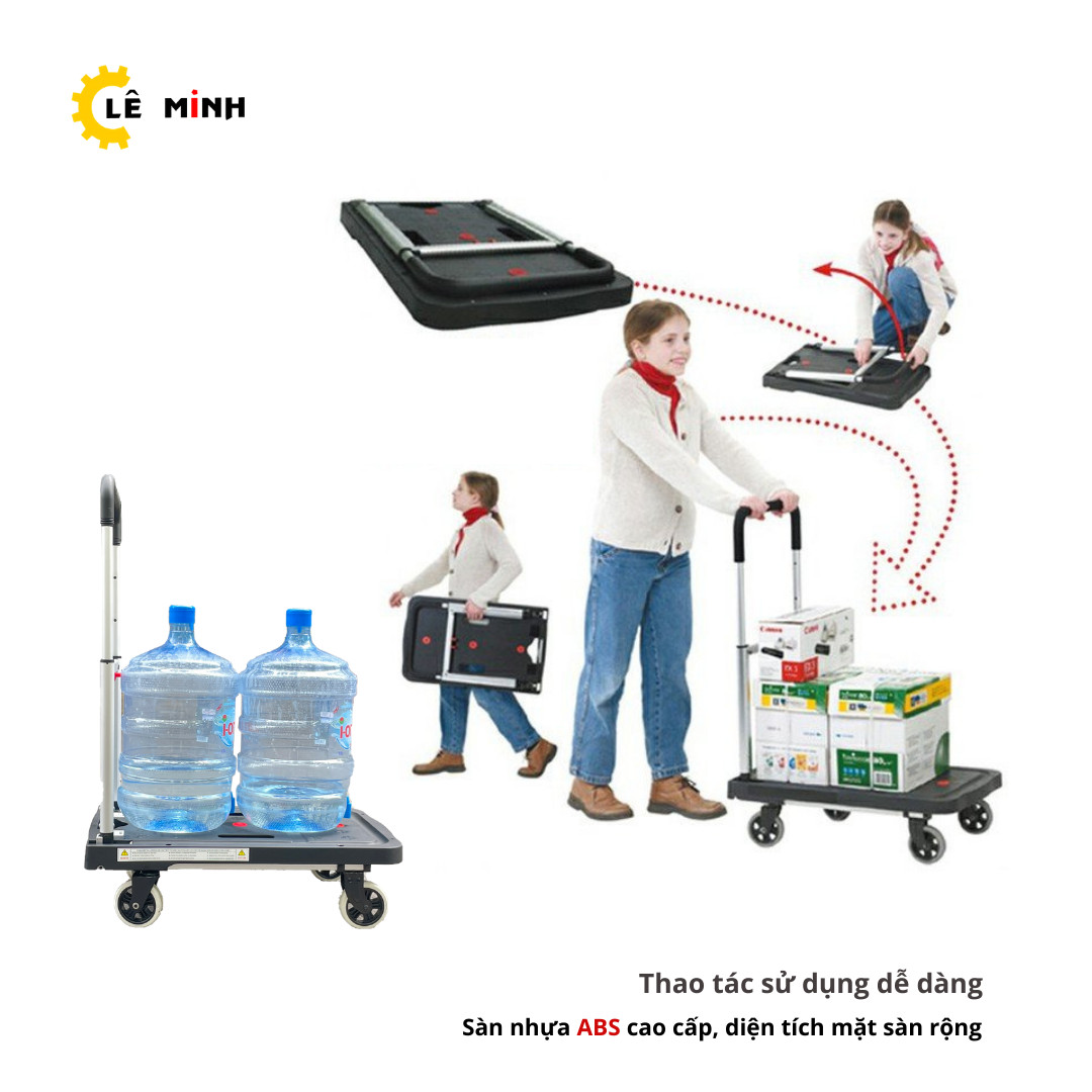 Xe Đẩy Hàng 4 Bánh Gấp Gọn PT-0096C Tải Trọng 150kg