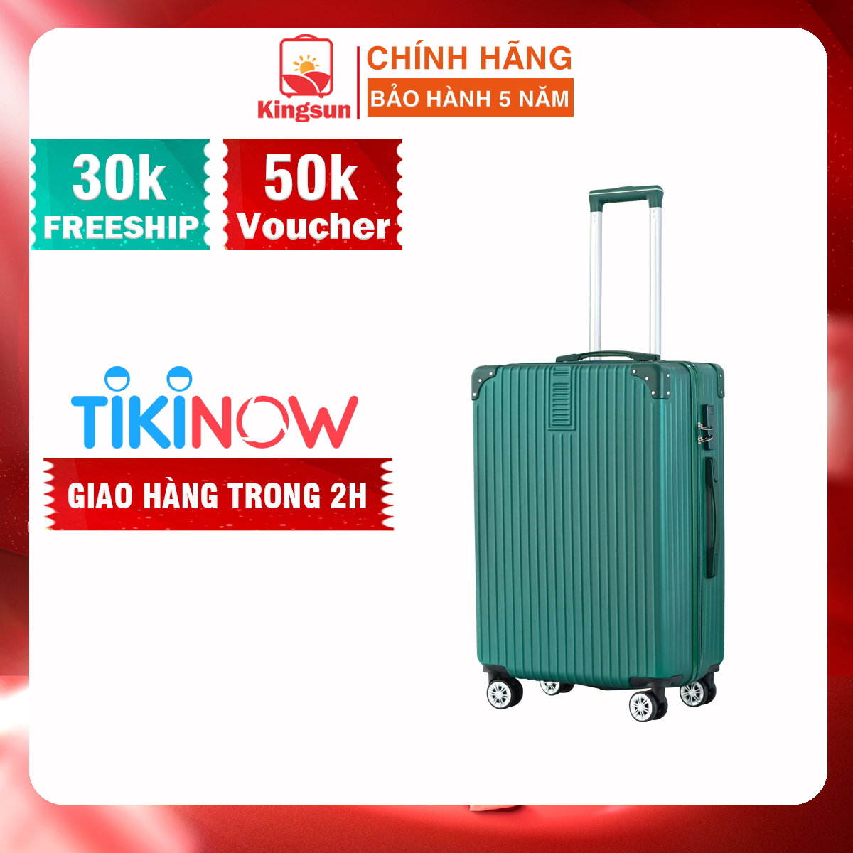 Valy du lịch valy kéo cao cấp size 20inch màu xanh rêu KINGSUN-KS 218