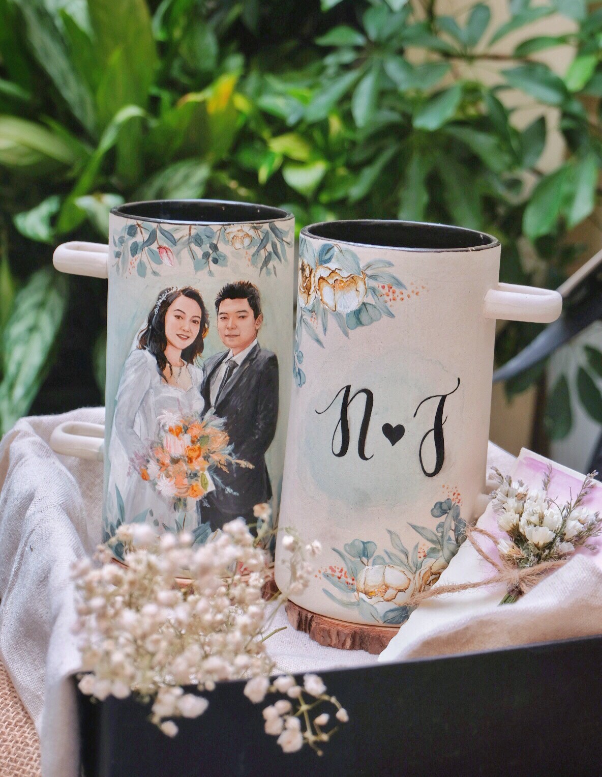 SET BÌNH GỐM VẼ TAY HANDMADE THEO YÊU CẦU