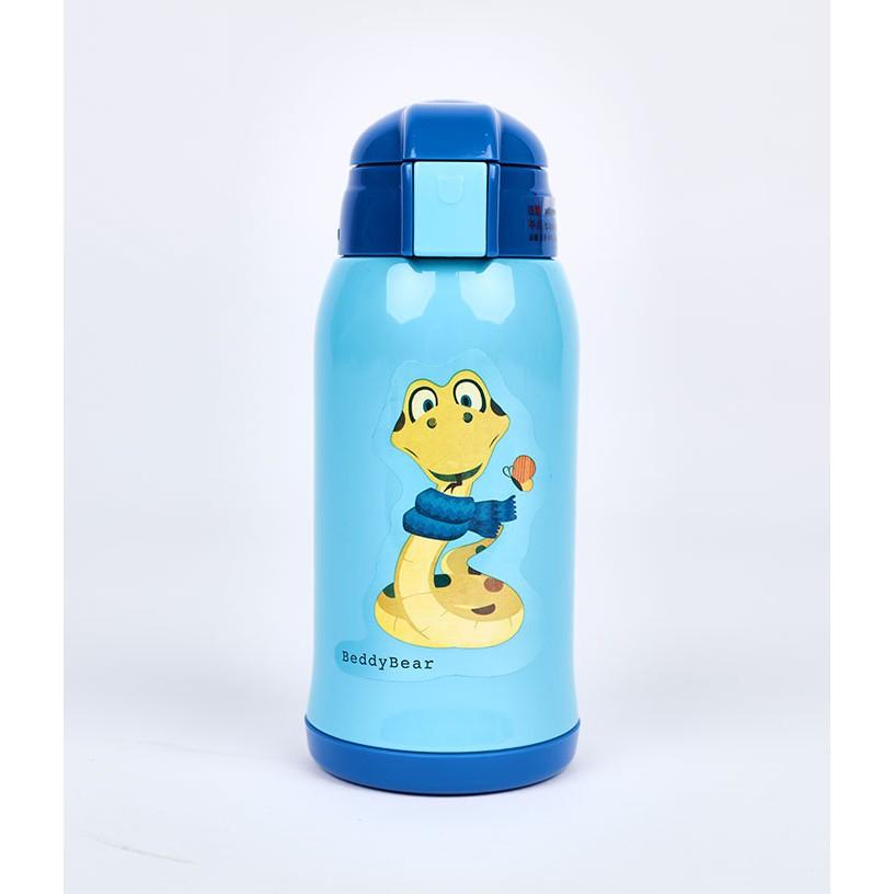 Bình giữ nhiệt trẻ em cao cấp Beddybear - Dung tích 630 ml - 2 nắp thay thế - hình con rắn phù hợp bé trai/gái mầm non từ 2 tuổi trở lên - kèm túi đeo
