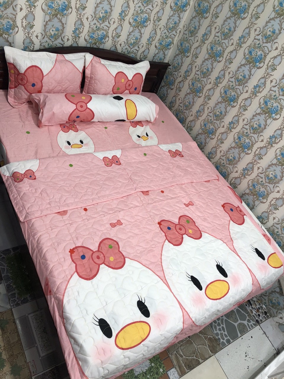 Bộ chăn ga vỏ gối 5 món , thời trang - Poly 5 món, cam kết hàng chuẩn 100%