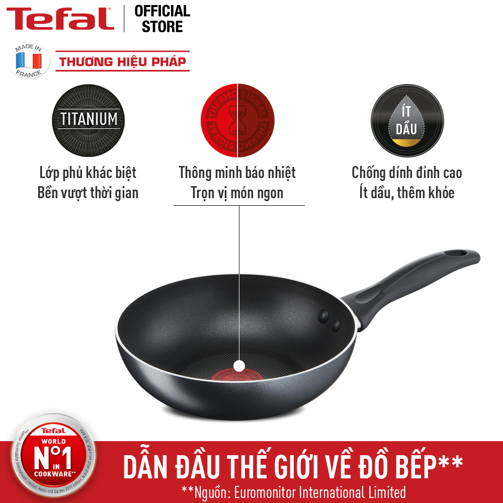 Chảo chiên Tefal Cook &amp; Clean B2250295 20cm - Chống dính - Báo nhiệt thông minh - Hàng chính hãng