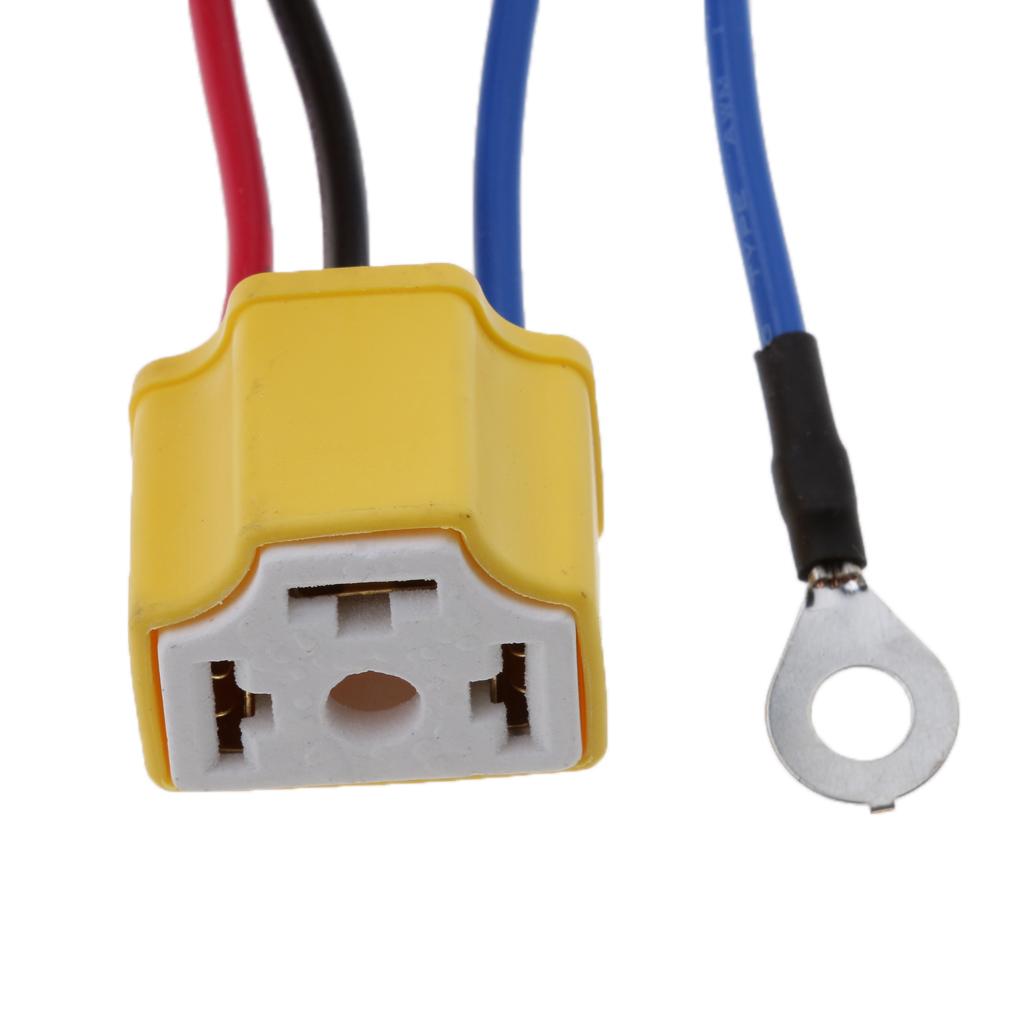 2xH4 Headlight Headlamp Light Bulb Relay Wiring Harness Socket Plug Wire Kit