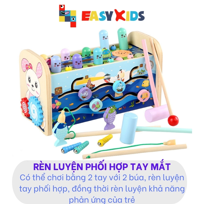 Đồ Chơi Đập Chuột Cho Bé Có Nhạc 7in1 Hình Thỏ, Đồ Chơi Giáo Dục Đa Năng Montessori