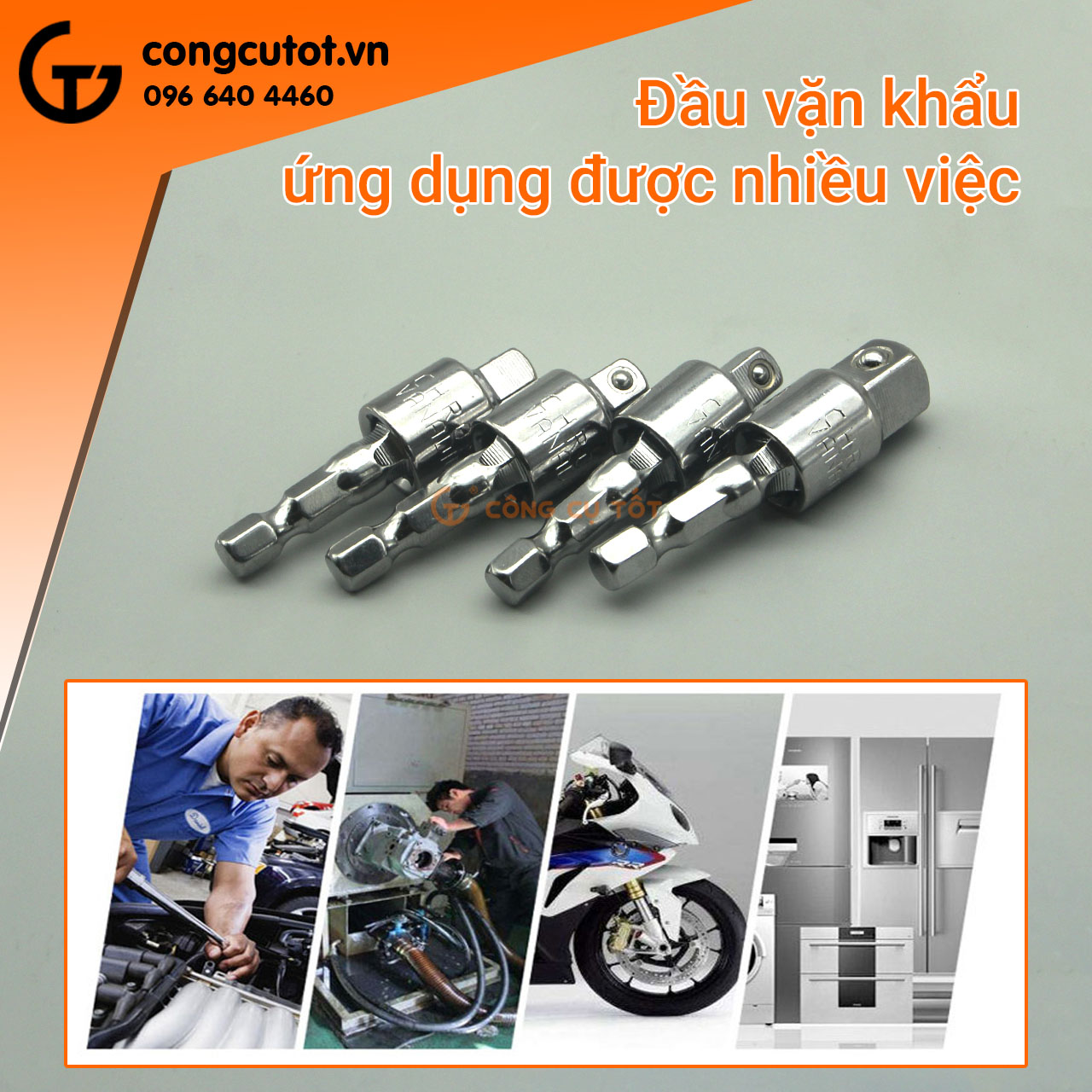 Đầu vặn khẩu 3/8 kiểu chếch chuôi lục