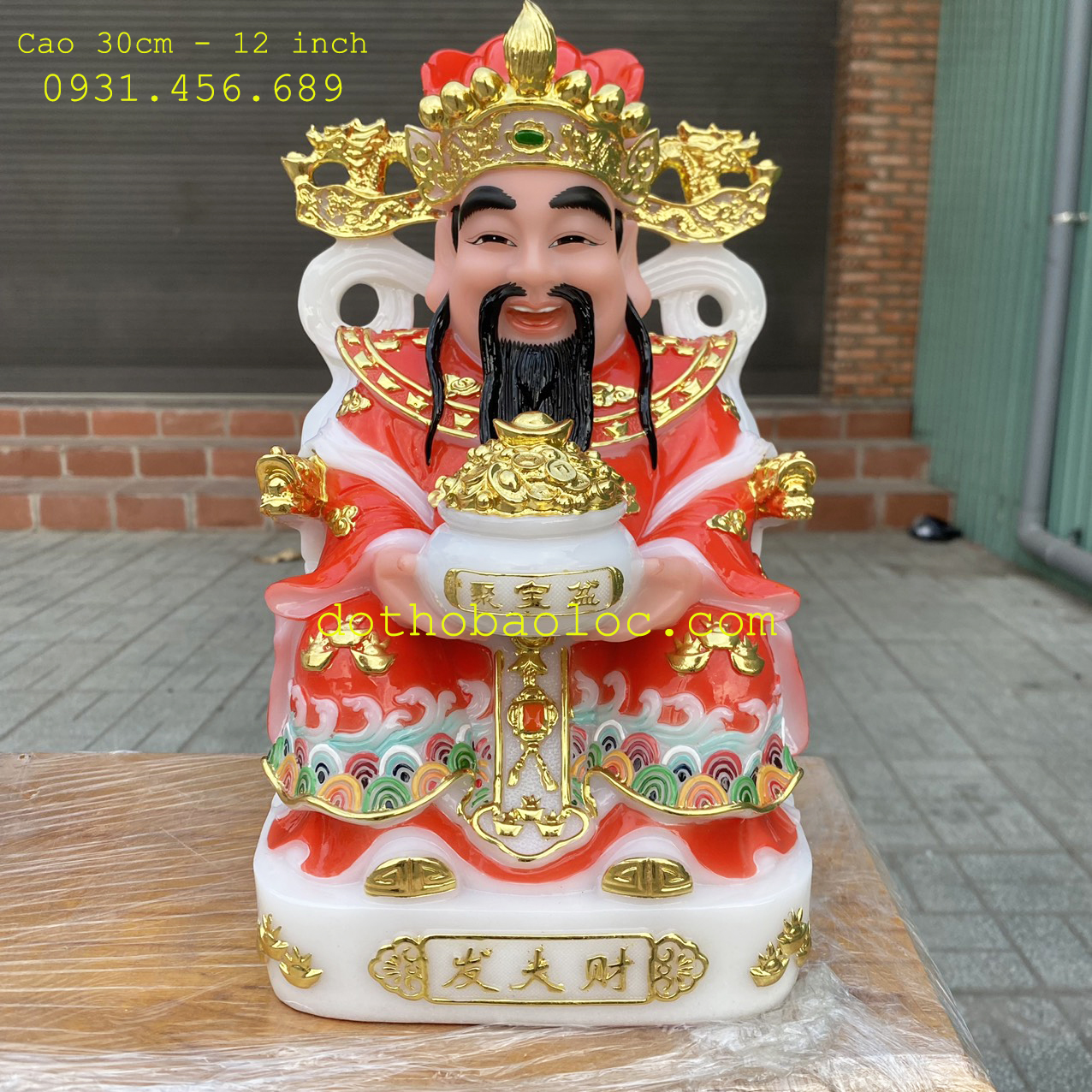Tượng Thần Kim T.iền chiều Tài Lộc cao 12 inch - 30cm