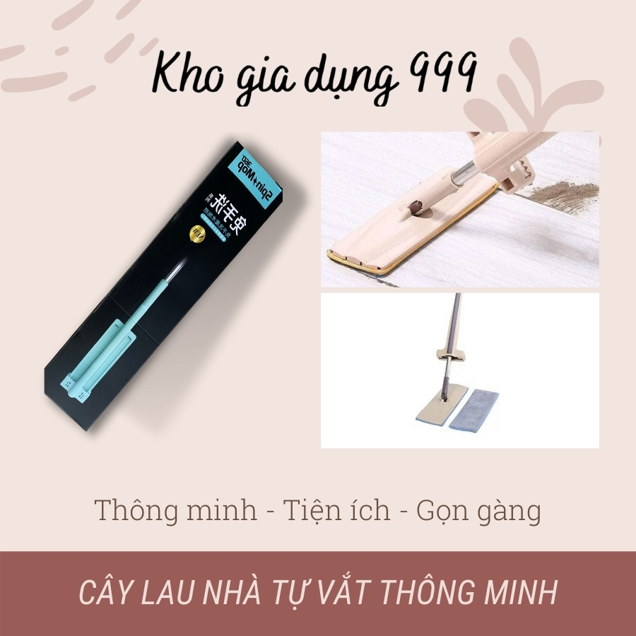 Cây lau nhà tự vắt thông minh tặng 1 bông lau [ tổng 2 bông lau ]