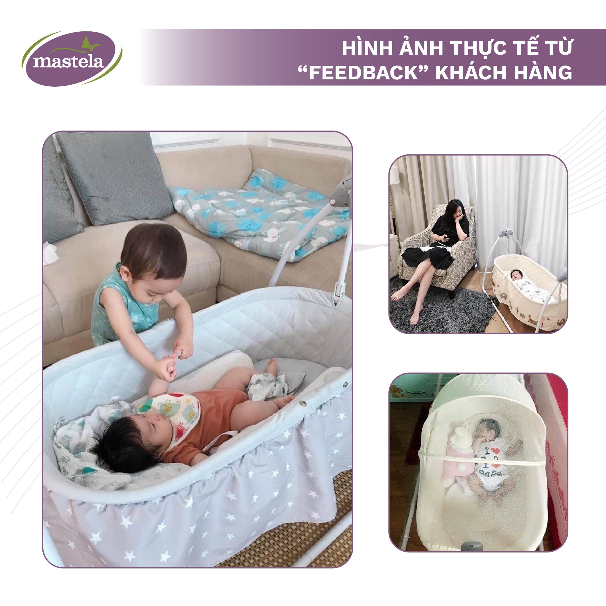 Nôi điện cho bé điều khiển từ xa kết hợp nhạc trắng ru ngủ Mastela SG239 - Nôi cho bé sơ sinh tới 2 tuổi bảo hành 12 tháng