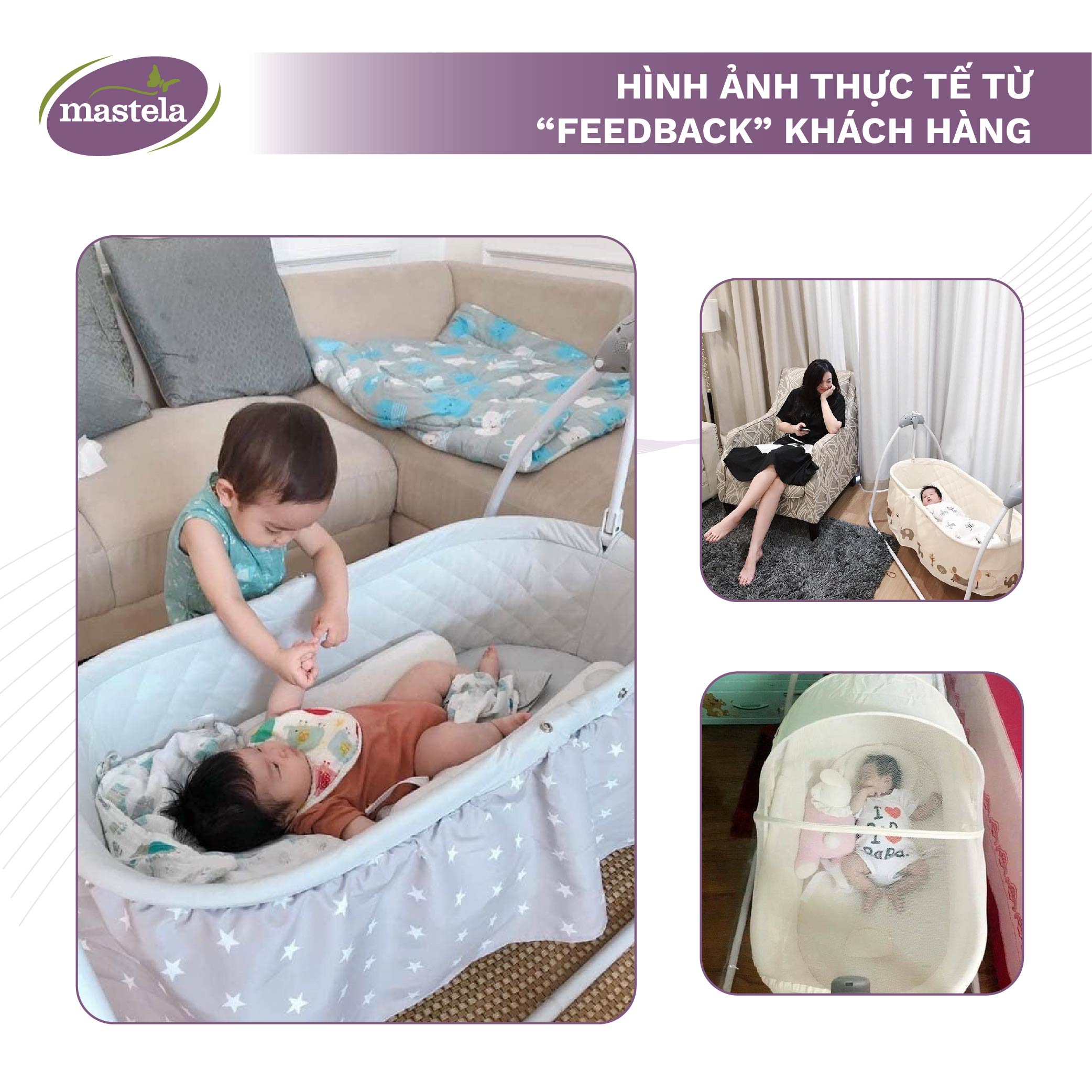 Nôi điện cho bé điều khiển từ xa kết hợp nhạc trắng ru ngủ Mastela SG239 - Nôi cho bé sơ sinh tới 2 tuổi bảo hành 12 tháng