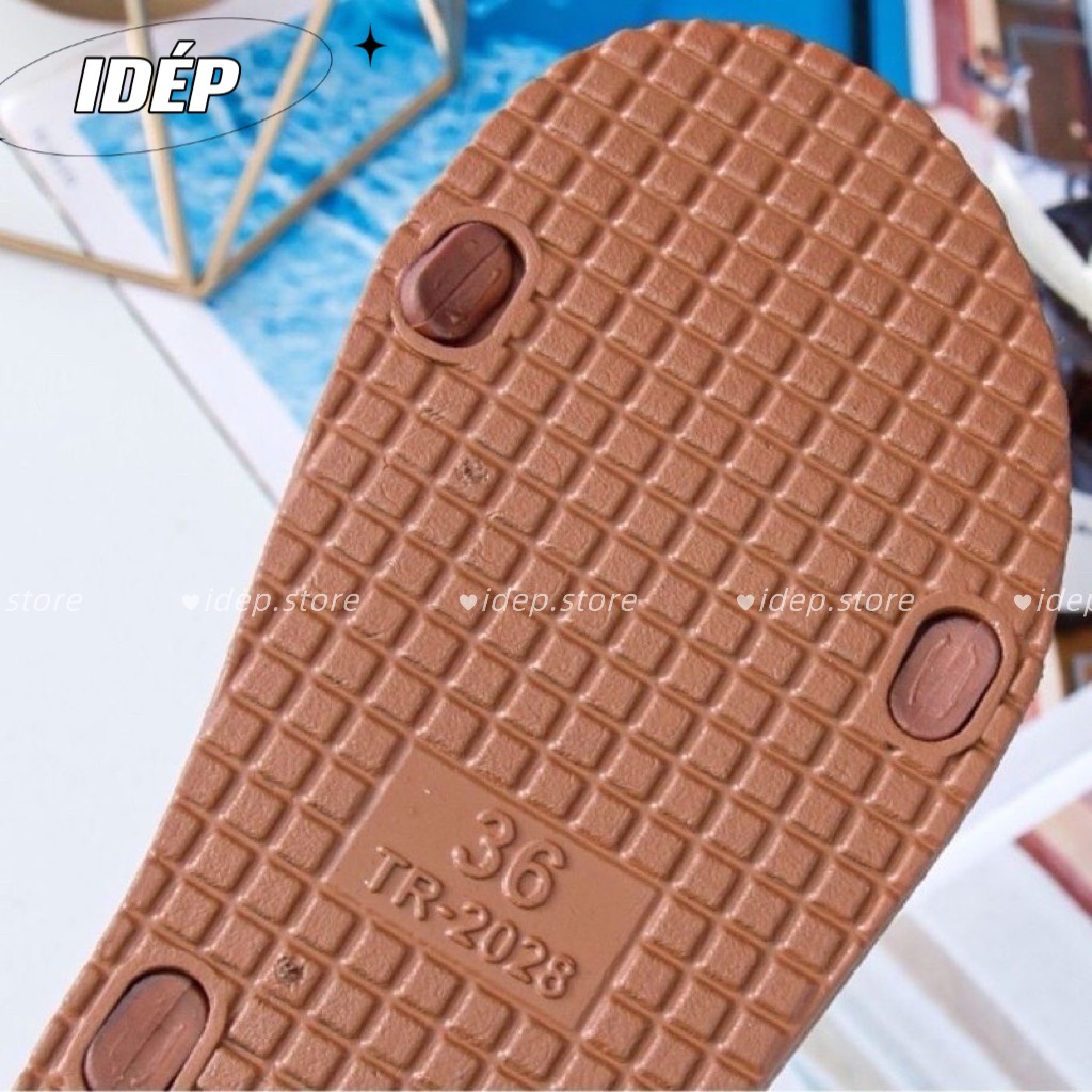 Giày sandal nhựa dẻonữ 2 quai ngang chất cao su đi mưa đi học đi biển chống trơn trượt iDÉP-GL062