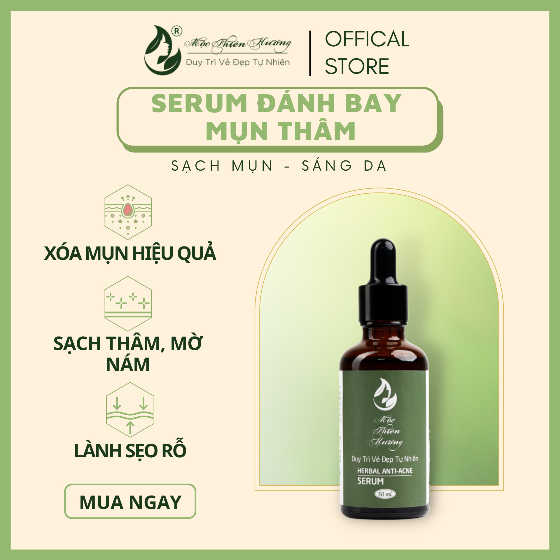 Serum 50ml Đánh Bay Mụn Thâm Nám Lâu Năm - Mộc Thiên Hương (Herbal Anti Acne Serum)