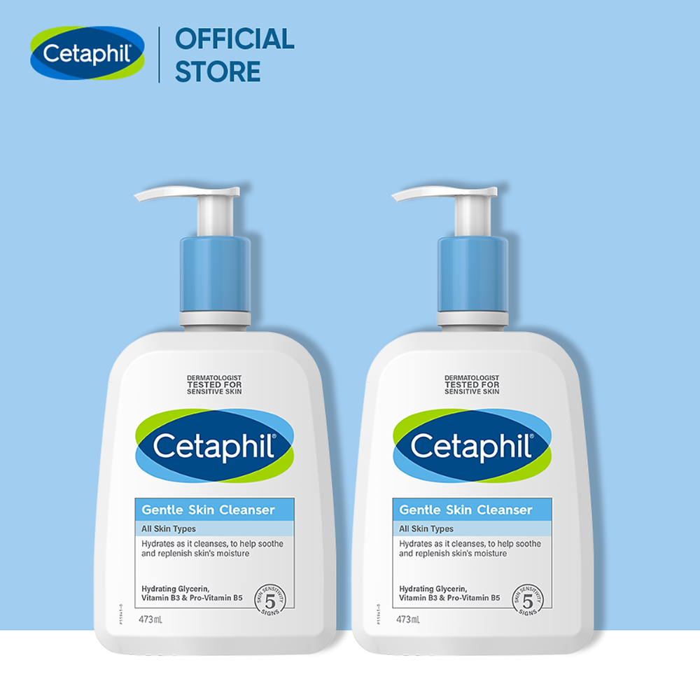 Combo 2 Sữa rửa mặt dịu lành cho da nhạy cảm Cetaphil Gentle Skin Cleanser 473ml/chai