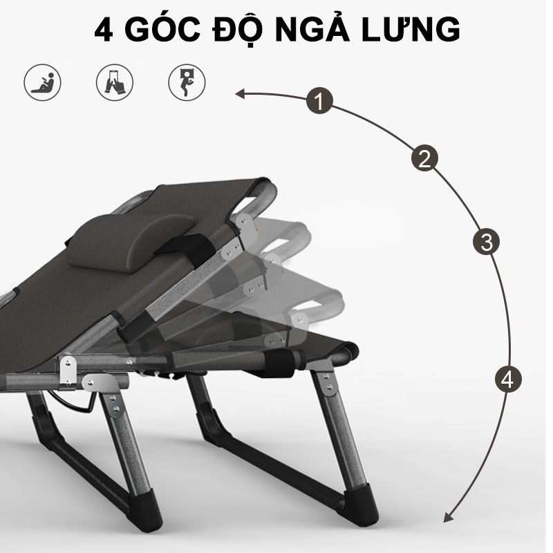 Giường ngủ văn phòng gấp gọn kích thước 193 x 68 cm.
