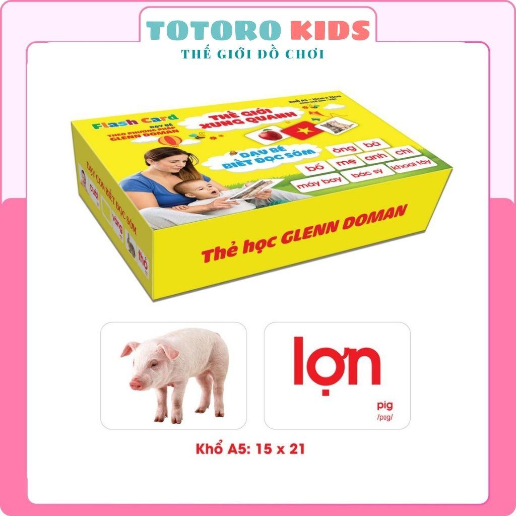 Bộ thẻ học thông minh con vật chữ cái song ngữ 14 chủ đề flashcard loại to kích thích thị giác cho bé khổ A5