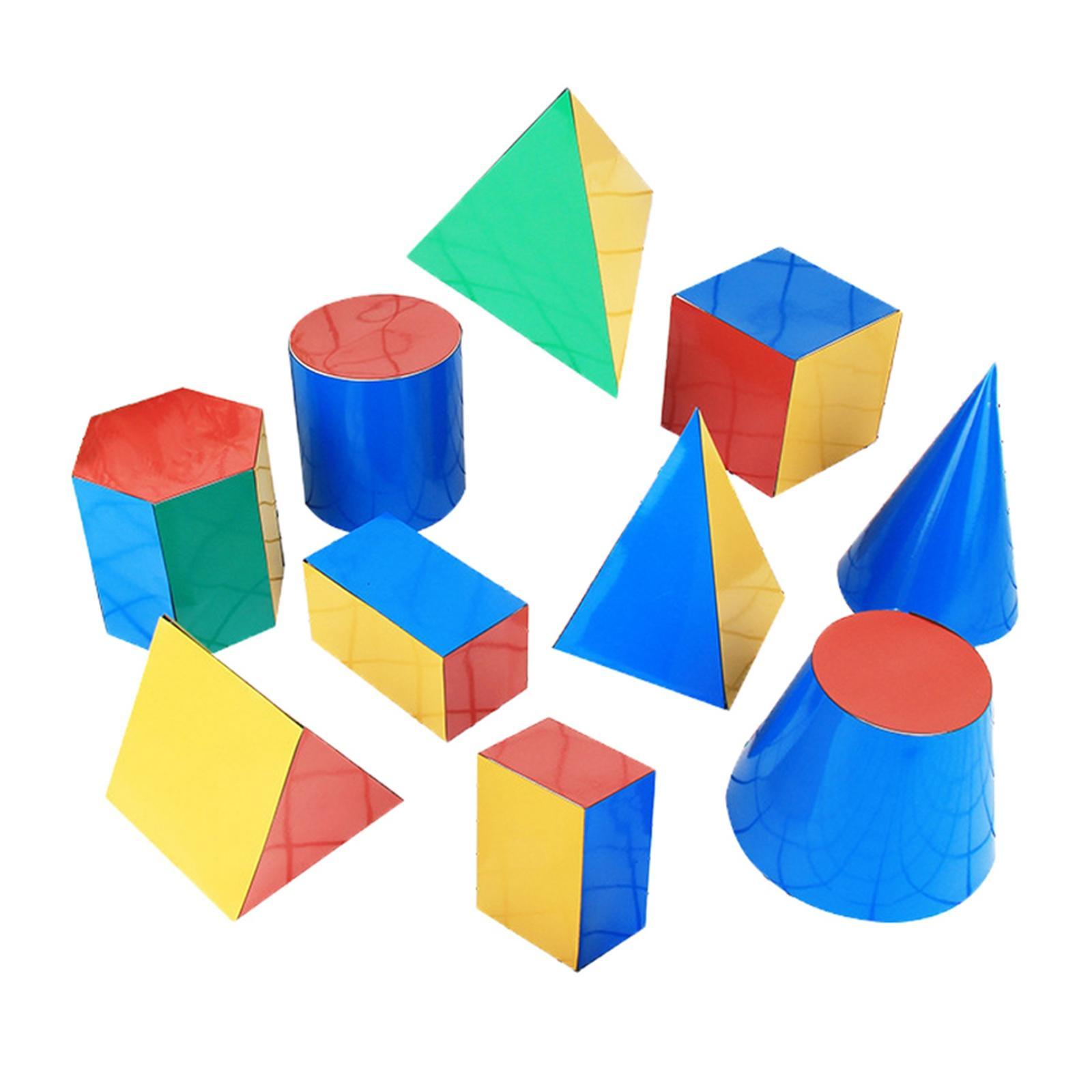 10Pcs Magnetic 3D Geometric Model Teaching Aids Math Toy Early Learning Detachable Geometric Shape for Preschool Age 3+ Kindergarten Kids