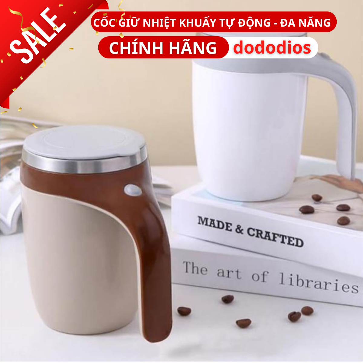 Cốc khuấy tự động dùng pin siêu tiện chất liệu thép 304 không rỉ giữ nhiệt tốt - Hàng chính hãng dododios