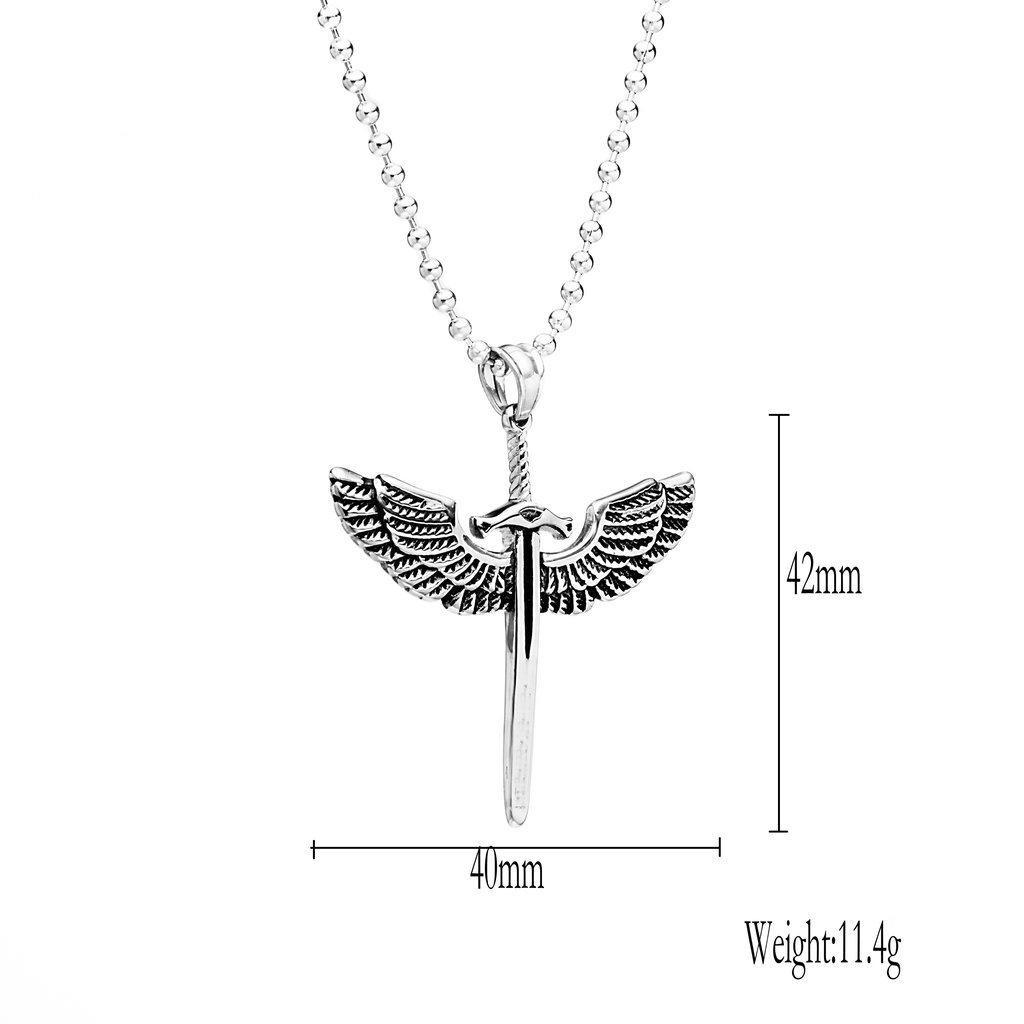Men' Stainless Steel Cross Angel   Pendant Chain Necklace
