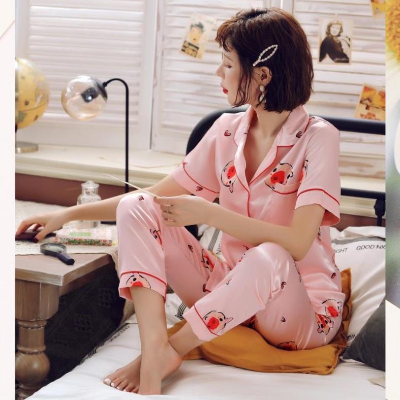 Đồ Bộ Pijama nữ đẹp, Đồ Ngủ Pijama dài - Sợi Lụa Satin Cao Cấp Mềm, Mịn - Siêu Dễ Thương B58
