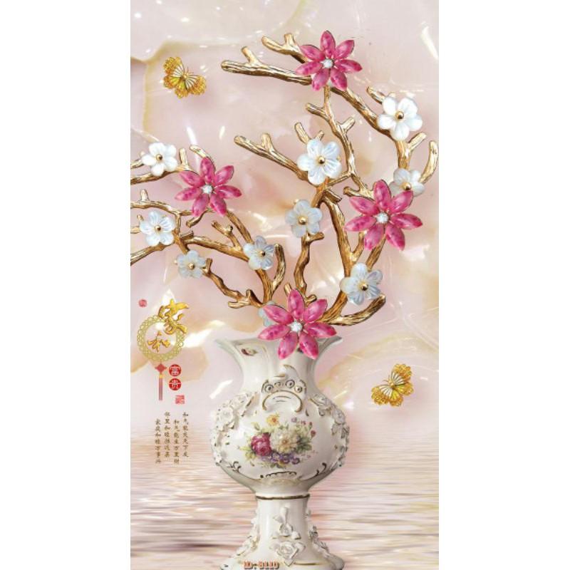 Tranh dán tường Tranh Bình Hoa sắc nét hiện đại, Tranh dán tường 3d hiện đại