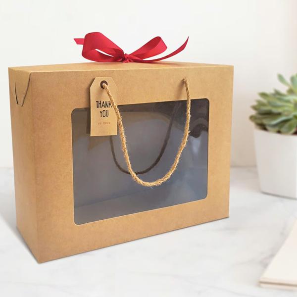 Hộp Xếp Kraft Quai Xách Kính - 28 x 21 x 10 cm - Linh Lan