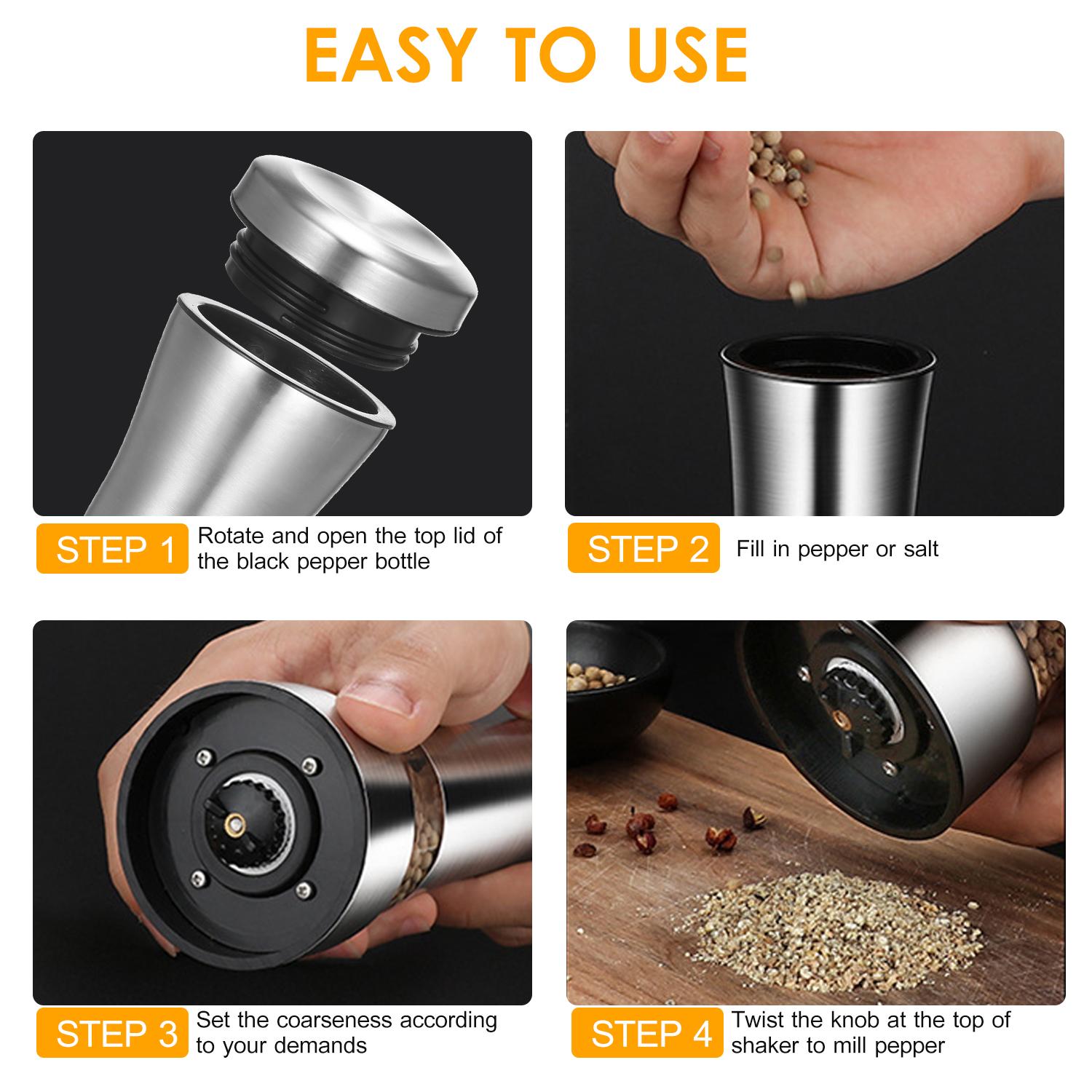 Máy xay muối và hạt tiêu bằng thép không gỉ 304 Có nắp đậy