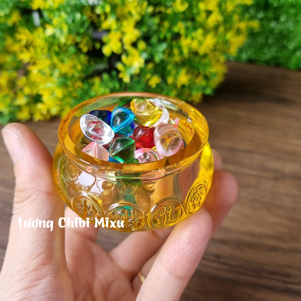 Combo Bát Tụ Bảo 6cm kèm 40 thỏi vàng nhiều màu size 1.5cm