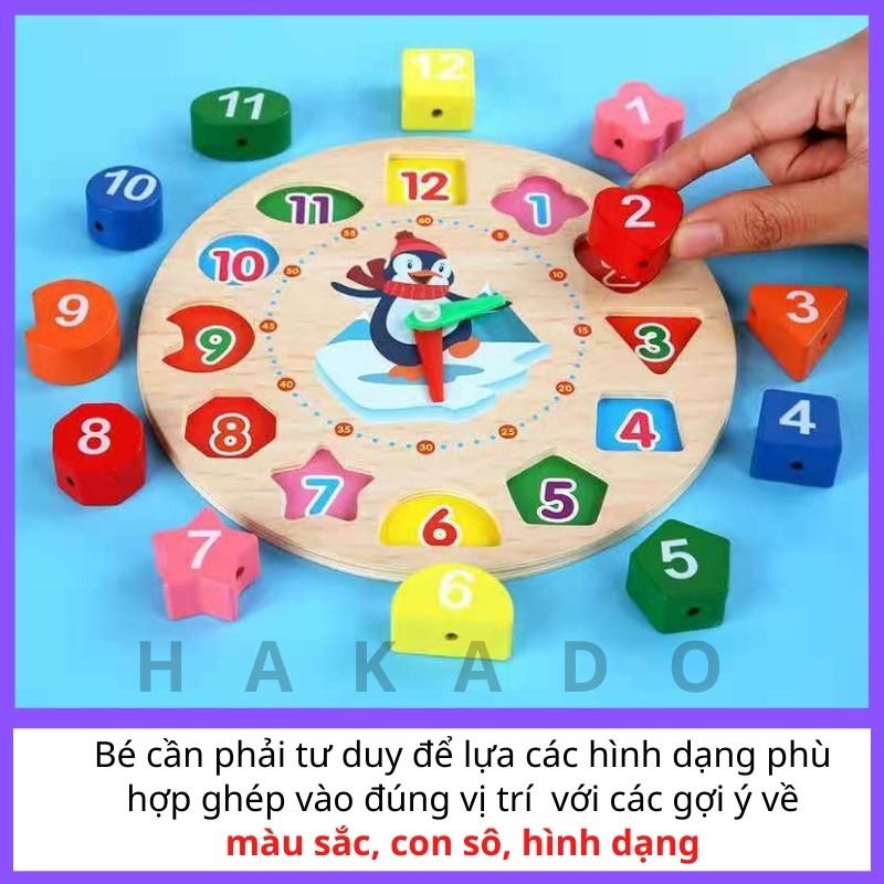 Đồ chơi gỗ đồng hồ xâu hạt phát triển kỹ năng cho bé