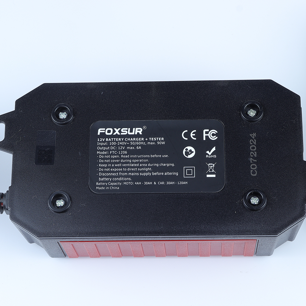 Bộ sạc và test bình ắc quy 12V 2 trong 1 FOXSUR FTC-1206 máy kiểm tra bình ắc quy