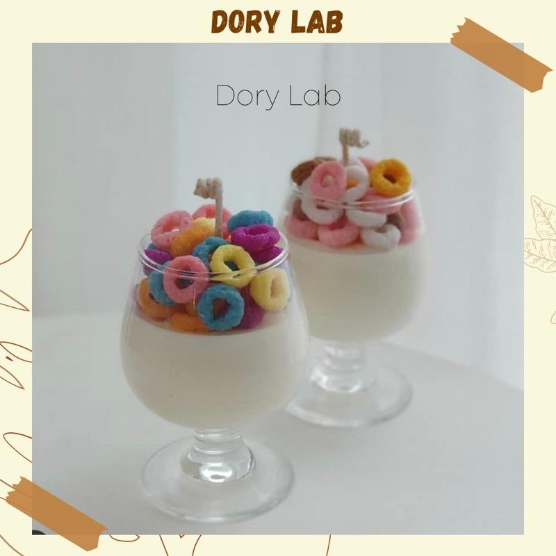 Nến Thơm Handmade Ly Kem Tròn Kẹo Vòng Ngũ Sắc - Dory Lab