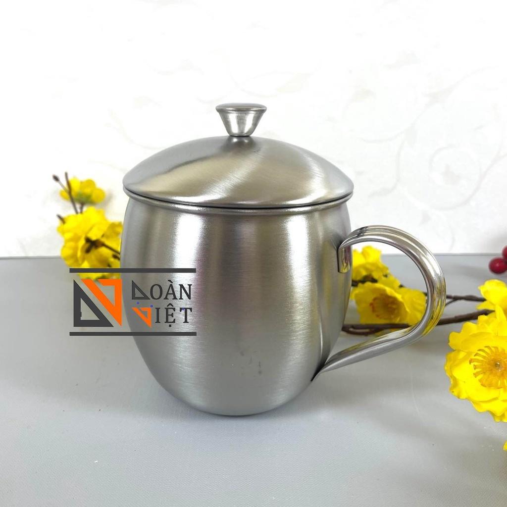 CA INOX SUS 304, 700ml , CỐC UỐNG NƯỚC, TÁCH uống trà, cà phê - Có nắp, kiểu dáng hình bầu dục sang trọng