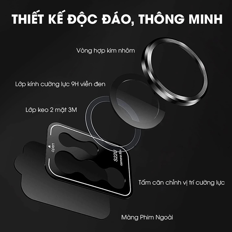 Ống Kính Cường Lực Camera Bảo Vệ Toàn Diện Dành Cho Samsung Galaxy S22 / S22+ / S22 Ultra Bảo Vệ Toàn Bộ Viền Mắt Cam Hàng Chính Hãng - Handtown