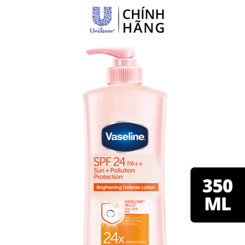 Sữa Dưỡng Thể 350Ml Vaseline Dưỡng Ẩm Sáng Da Chống Nắng Spf24Pa++ Sun + Pollution Protection Bảo Vệ Da Tới 4H Với Spf 24 Pa++