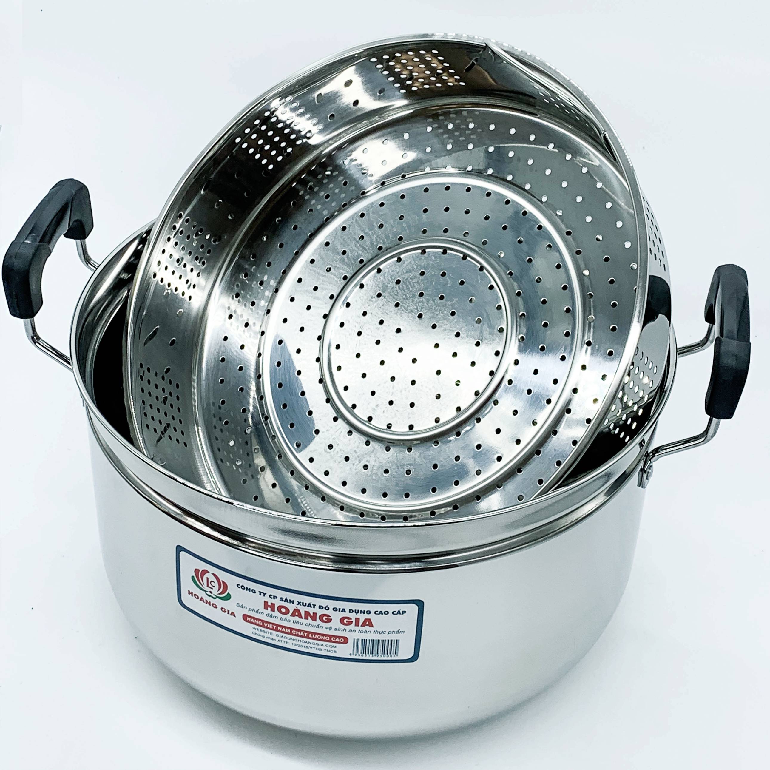 Nồi hấp inox Hoàng Gia 1 đáy từ nắp kính 21cm