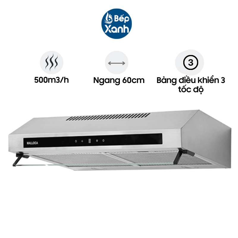 Máy Hút Mùi Classic Malloca H342.6 TC - Công Suất Hút 500 m3/h - Ngang 60cm - Hàng Chính Hãng