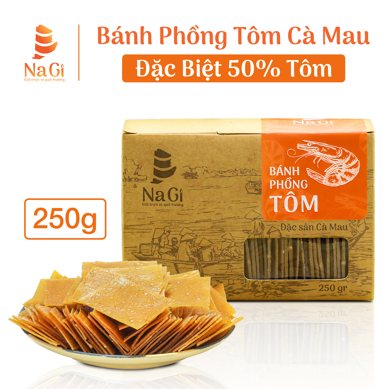 Bánh Phồng Tôm - Loại đặc biệt 50% Tôm, Đặc sản Năm Căn - Cà Mau, Thương hiệu NaGi