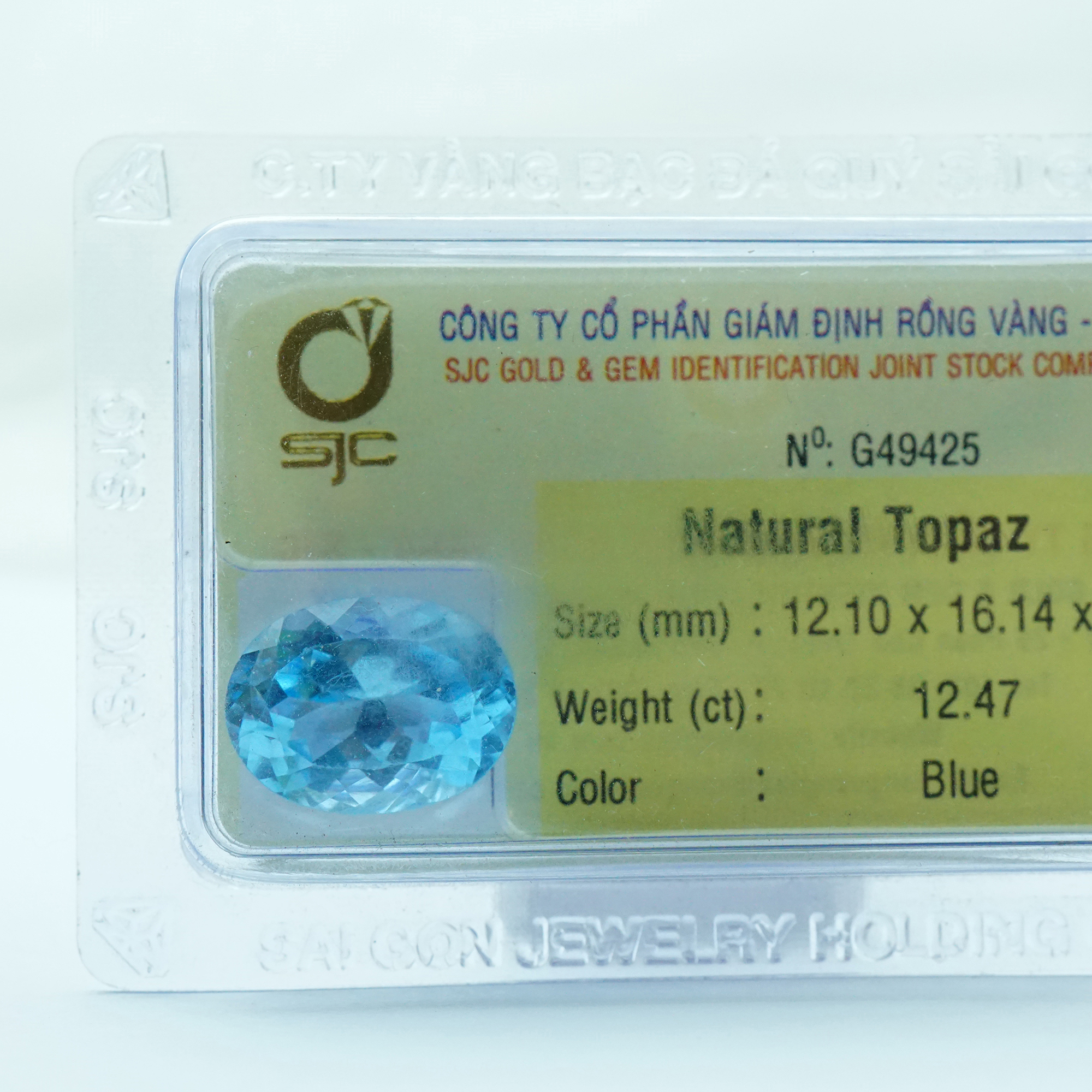 Viên đá Topaz kiểm định tự nhiên mài giác oval - 49425